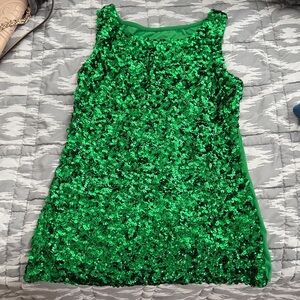 Green Sequin Sleeveless Dress